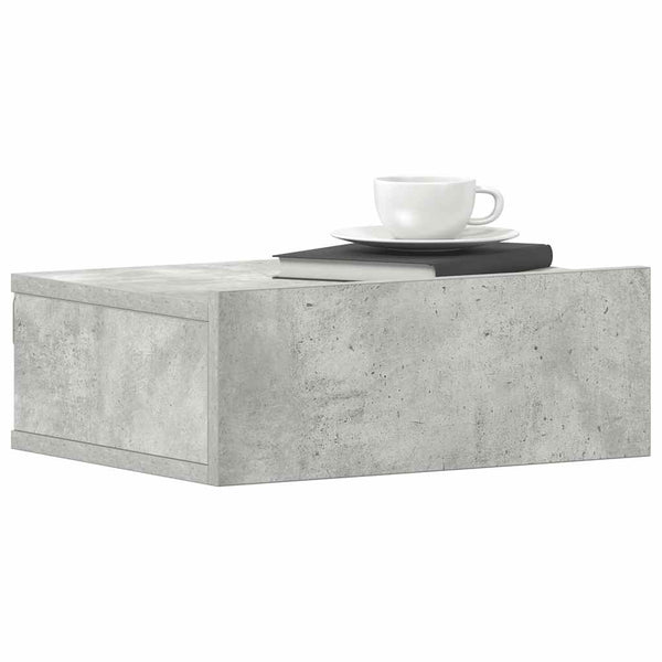 Betoninharmaa kelluvat yöpöydät Saif 40x30x15cm (2 kpl puinen)