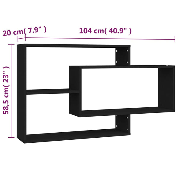 Schwarze Wandregale Micut 104x20x58,5cm (Holz)