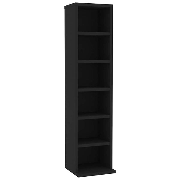 Schwarzes CD-Regal Valyana 21x20x88cm (Holz)