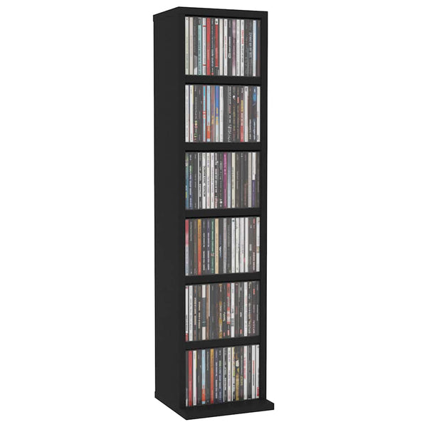 Schwarzes CD-Regal Valyana 21x20x88cm (Holz)