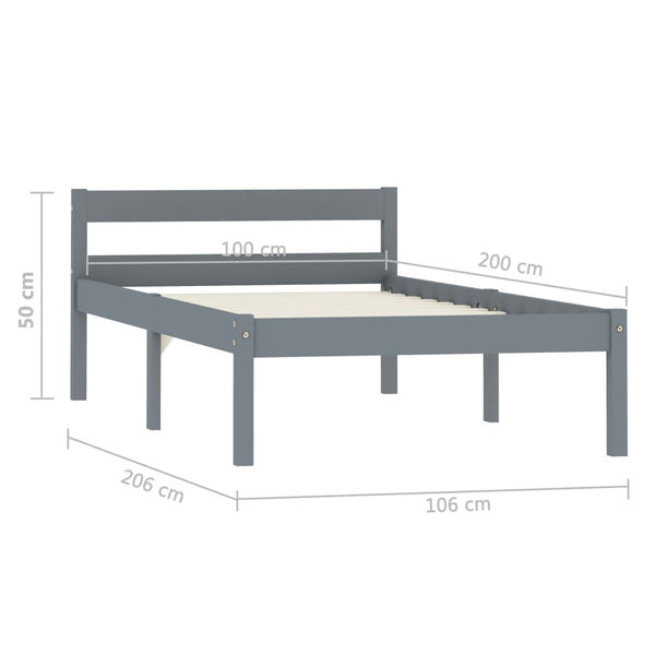 Graues Bettgestell Mazare 100x200cm (Kiefer)
