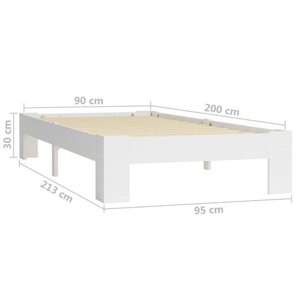 Weißer Bettrahmen Minea 90x200cm (Kiefer)