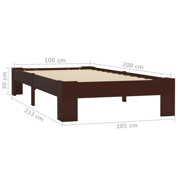 Dunkelbraunes Bettgestell Minea 100x200cm (Kiefer)