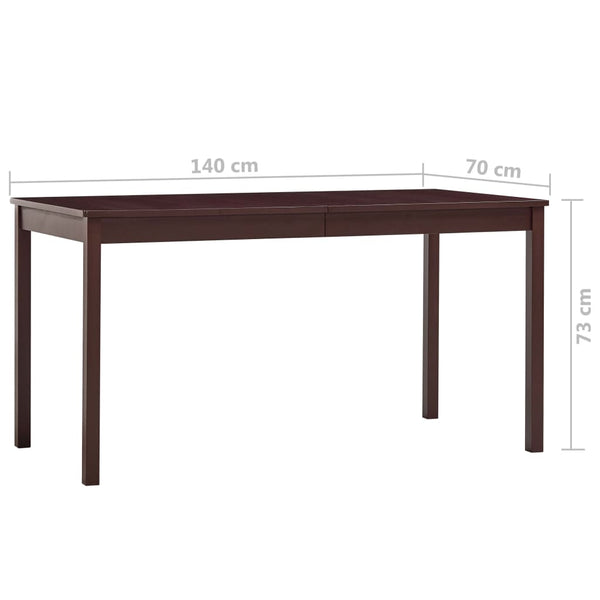 Dunkelbrauner Esstisch Miadora 140x70x73cm (Kiefer)