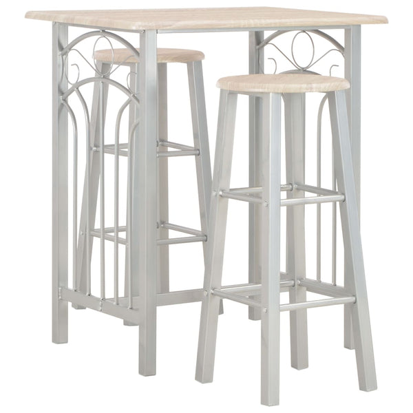 Bar-Set Alesie, 3-teilig (Holz und Stahl)