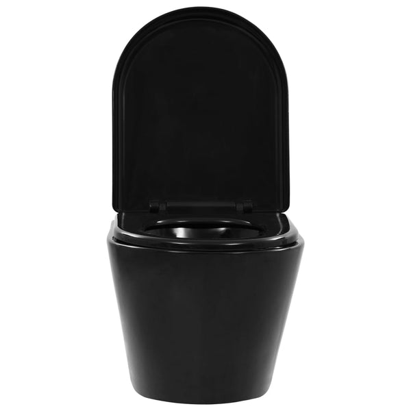 Schwarze wandhängende spülrandlose Toilette Keramik Panteru
