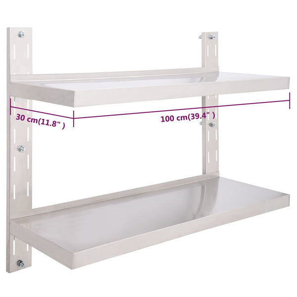 Edelstahl geschichtetes schwimmendes Wandregal Crum 100x30cm