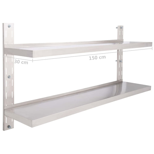 Edelstahl-mehrschichtiger schwebender Wandregal Crum 150x30cm