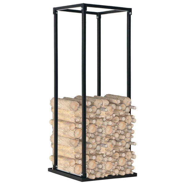Schwarzer Brennholzständer mit Bodenplatte Man 37x37x113cm (Stahl)