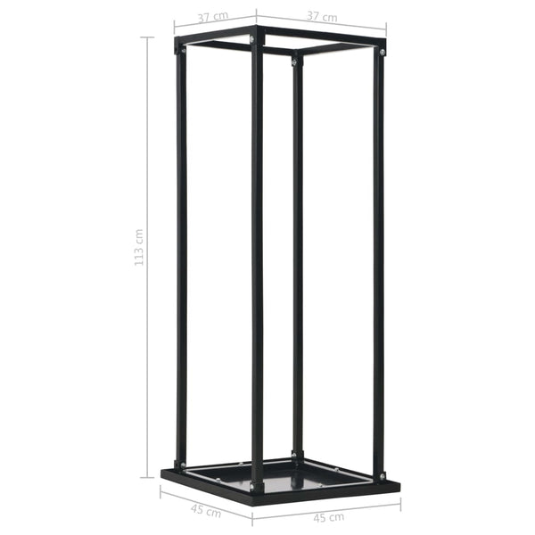 Schwarzer Brennholzständer mit Bodenplatte Man 37x37x113cm (Stahl)