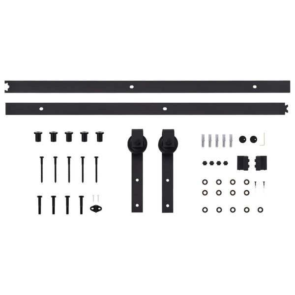 Schwarzes Schiebetürbeschlag-Set Stahl Exevie 200cm