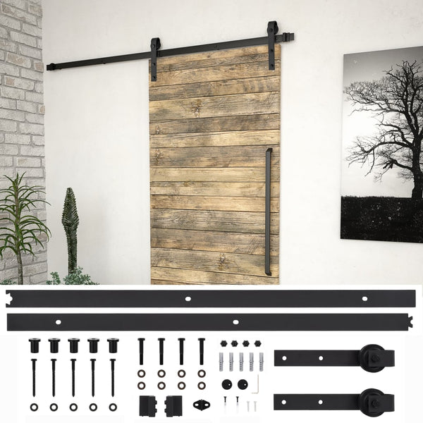 Schwarzes Schiebetürbeschlag-Set Stahl Exevie 200cm