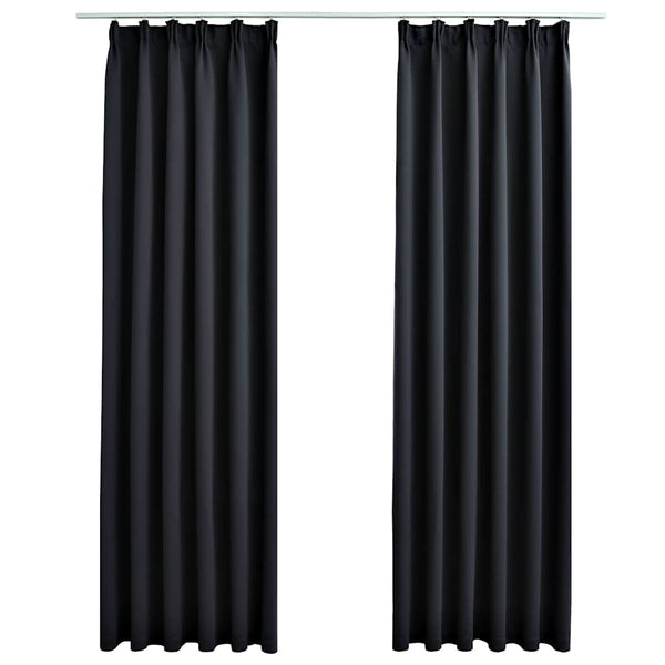 Musta pimennysverhot koukuilla Carol 140x225cm (2 kpl)