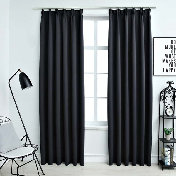 Schwarze Verdunkelungsvorhänge mit Haken Carol 140x245cm (2 St.)