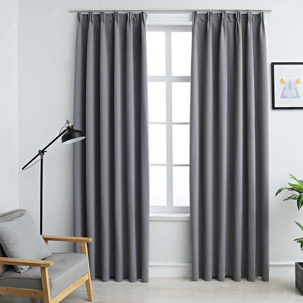 Graue Verdunkelungsvorhänge mit Haken Carol 140x225cm (2 Stk.)