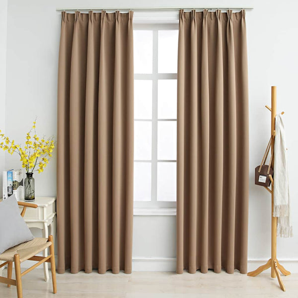 Braun-graue Verdunklungsvorhänge mit Haken Carol 140x225cm (2 Stk.)