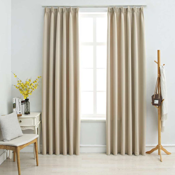 Beige pimennysverhot koukuilla Carol 140x175cm (2 kpl)