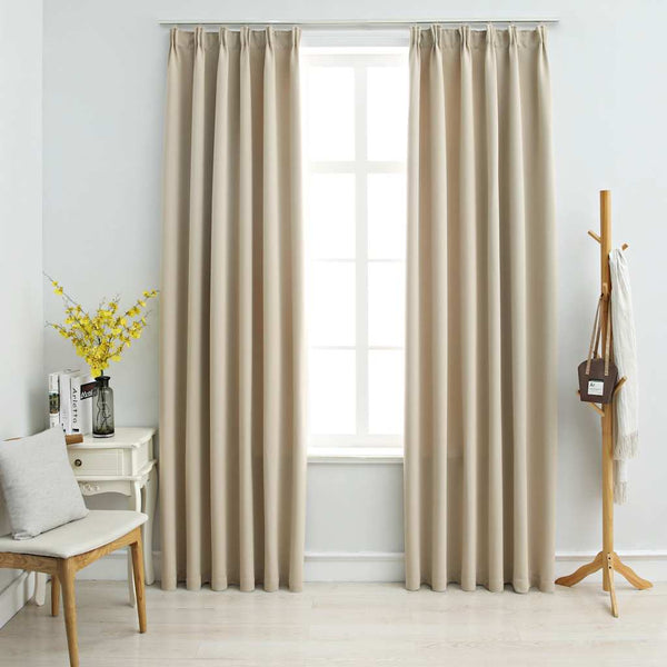 Beige Verdunkelungsvorhänge mit Haken Carol 140x245cm (2 St.)