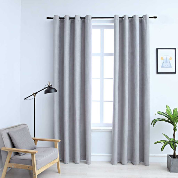 Graue Verdunkelungsvorhänge mit Metallringen Decilia 140x245cm (2 St.)