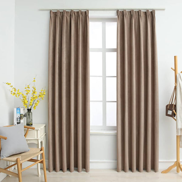 Braun-graue Verdunklungsvorhänge mit Haken Lizeta 140x175cm (2 Stk.)