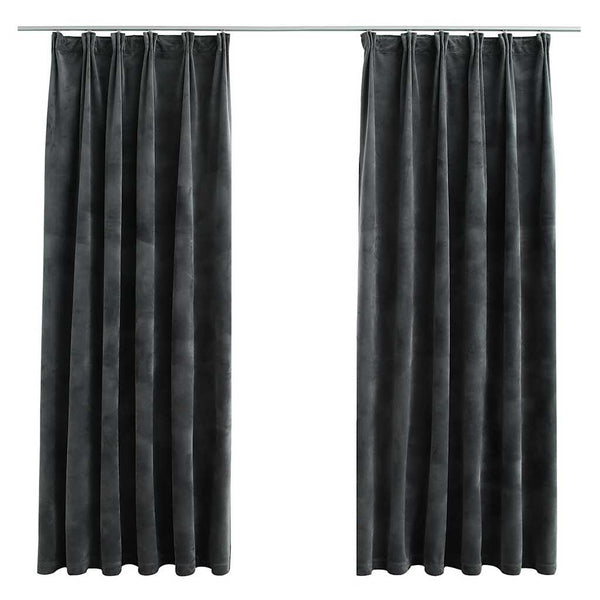Anthrazitfarbene Verdunklungsvorhänge mit Haken Mihaluta 140x175cm (2 Stück)