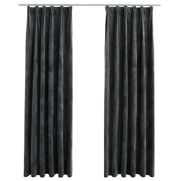 Anthrazitfarbene Verdunklungsvorhänge mit Haken Mihaluta 140x225cm (2 Stück)