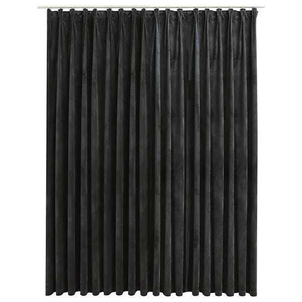 Anthrazitfarbener Verdunkelungsvorhang mit Haken Samt Samie 290x245cm