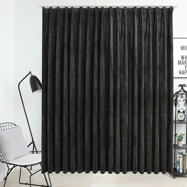 Anthrazitfarbener Verdunkelungsvorhang mit Haken Samt Samie 290x245cm