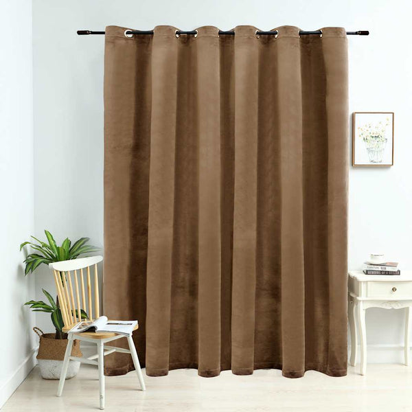 Beiger Verdunkelungsvorhang Obsitos 290x245cm (Samt mit Metallösen)