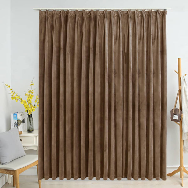 Beiger Verdunkelungsvorhang mit Haken Samt Samie 290x245cm
