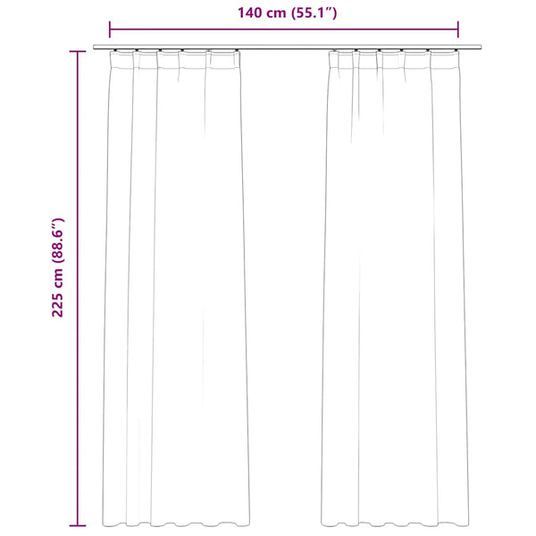 Cremefarbene Verdunkelungsvorhänge mit Haken Mihaluta 140x225cm (2 Stück)