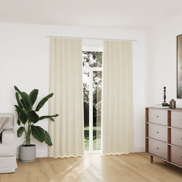 Cremefarbene Verdunkelungsvorhänge mit Haken Mihaluta 140x225cm (2 Stück)