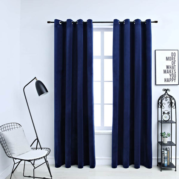 Dunkelblaue Verdunklungsvorhänge mit Ringen Baila 140x245cm (2 Stück)