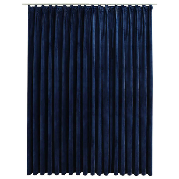 Tummansininen pimennysverho koukuilla sametti Samie 290x245cm