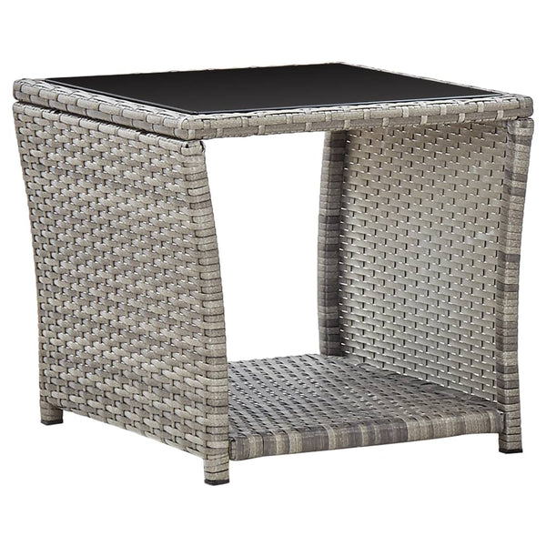 Grauer Couchtisch Briceag 45x45x40cm (Polyrattan und Glas)