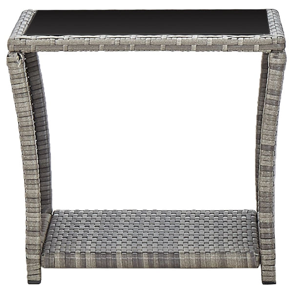 Grauer Couchtisch Briceag 45x45x40cm (Polyrattan und Glas)