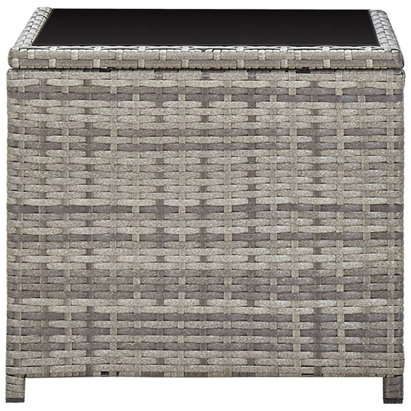 Grauer Couchtisch Briceag 45x45x40cm (Polyrattan und Glas)