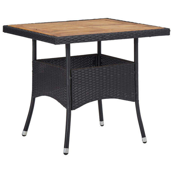 Schwarzer Gartentisch Cacareaza (Polyrattan und Akazienholz)