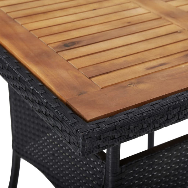 Schwarzer Gartentisch Cacareaza (Polyrattan und Akazienholz)