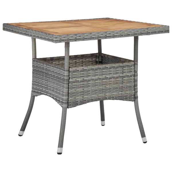 Grauer Gartentisch Cacareaza (Polyrattan und Akazienholz)