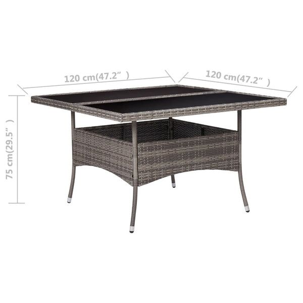 Grauer Gartentisch Chiciu (Polyrattan und Glas)