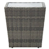 Grauer Teetisch Denzel 41,5x41,5x43cm (Polyrattan und gehärtetes Glas)