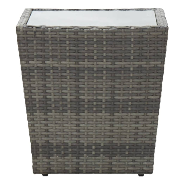 Grauer Teetisch Denzel 41,5x41,5x43cm (Polyrattan und gehärtetes Glas)