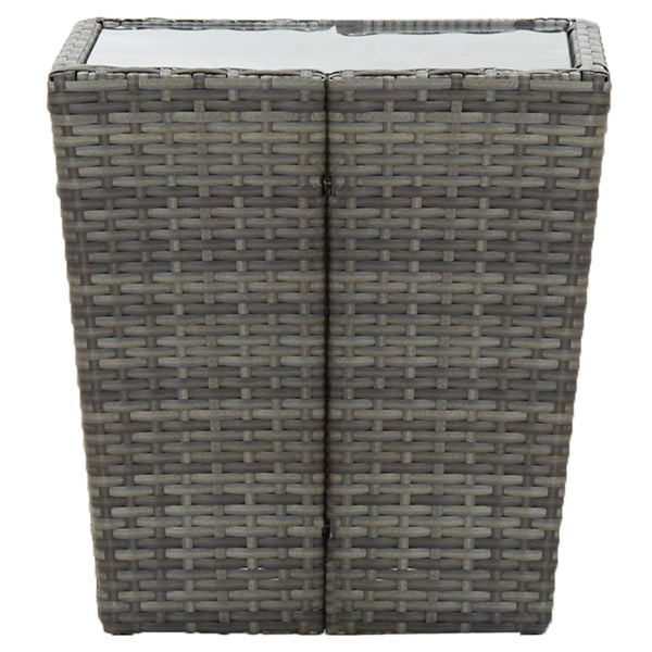Grauer Teetisch Denzel 41,5x41,5x43cm (Polyrattan und gehärtetes Glas)