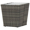 Grauer Teetisch Denzel 41,5x41,5x43cm (Polyrattan und gehärtetes Glas)