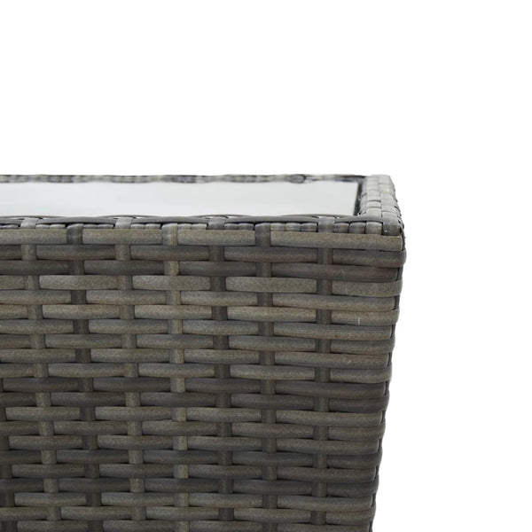 Grauer Teetisch Denzel 41,5x41,5x43cm (Polyrattan und gehärtetes Glas)