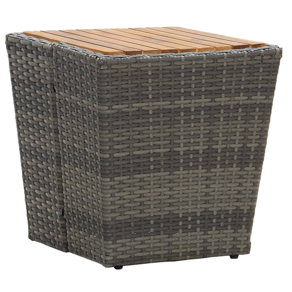 Grauer Teetisch Denzel 41,5x41,5x43cm (Polyrattan und Akazienholz)