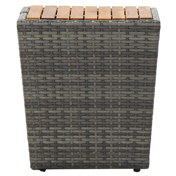 Grauer Teetisch Denzel 41,5x41,5x43cm (Polyrattan und Akazienholz)