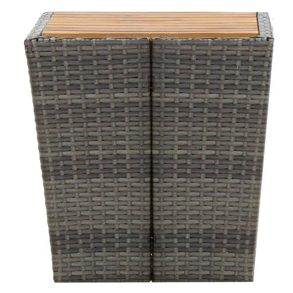 Grauer Teetisch Denzel 41,5x41,5x43cm (Polyrattan und Akazienholz)