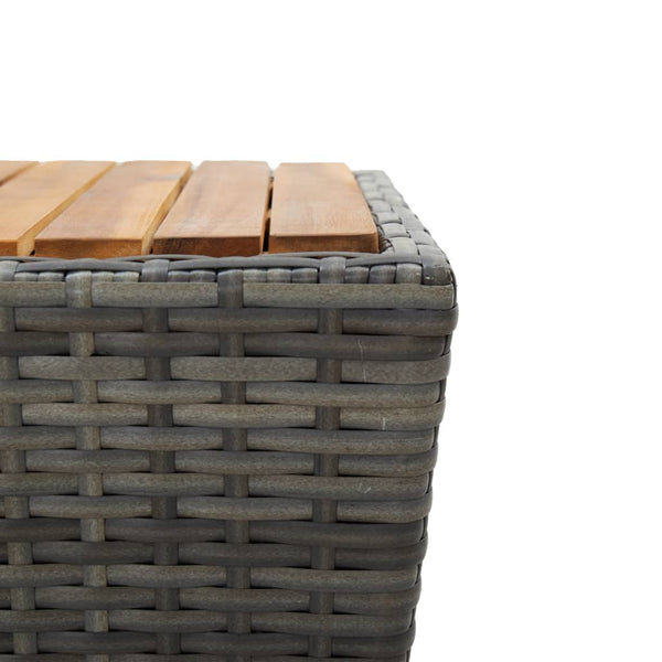 Grauer Teetisch Denzel 41,5x41,5x43cm (Polyrattan und Akazienholz)